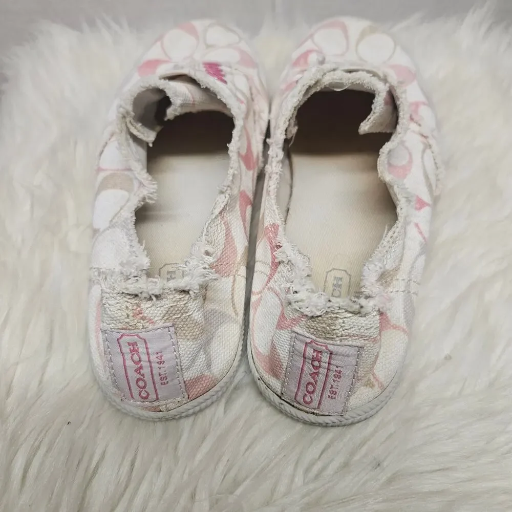 Coach Signature Katie Pink Canvas Slip On Sneakers Flat Shoes Women's 6.5